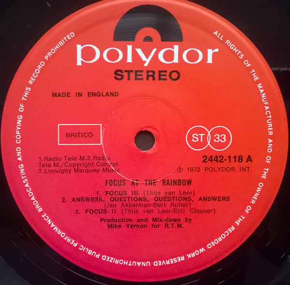 Focus - At The Rainbow | Polydor (2442 118) - 3 Focus - At The Rainbow | Polydor (2442 118) - 3