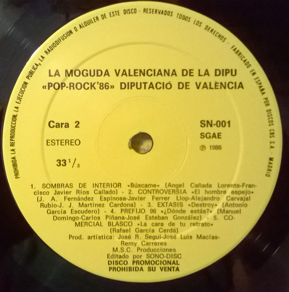 Various - La Moguda Valenciana De La Dipu "Pop-Rock'86" | Sonodisc (SN-001) - 4