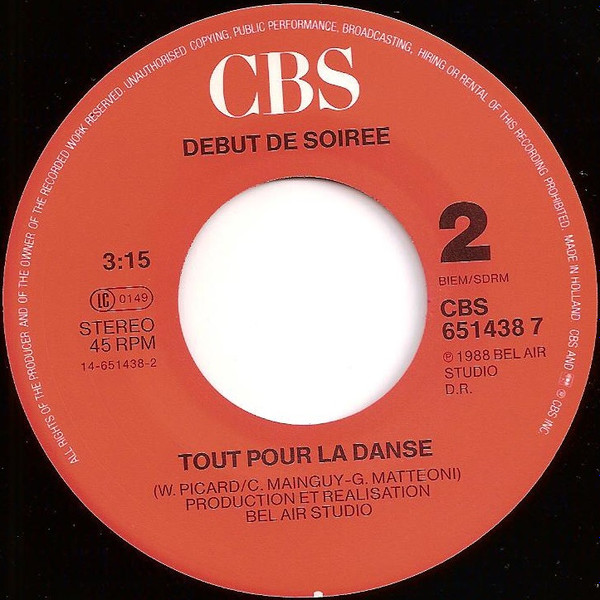 Début De Soirée - Nuit De Folie | CBS (CBS 651438 7) - 4