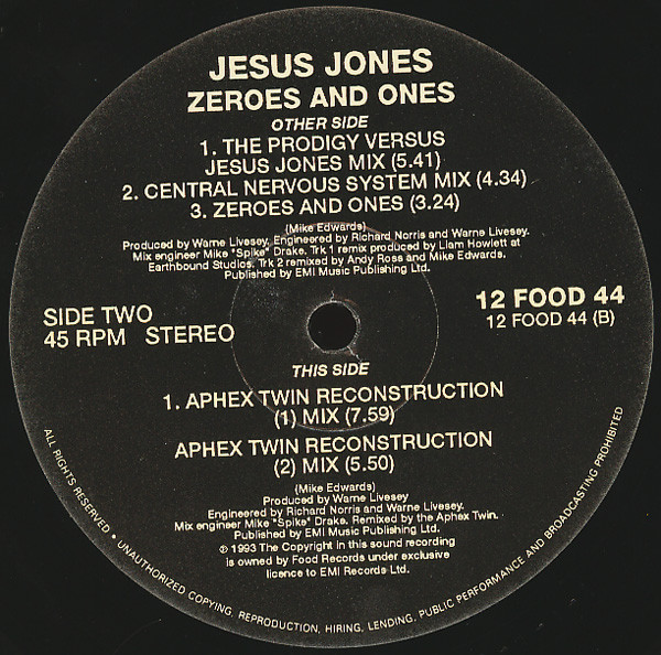 Jesus Jones - Zeroes & Ones | Food (12 FOOD 44) - 3