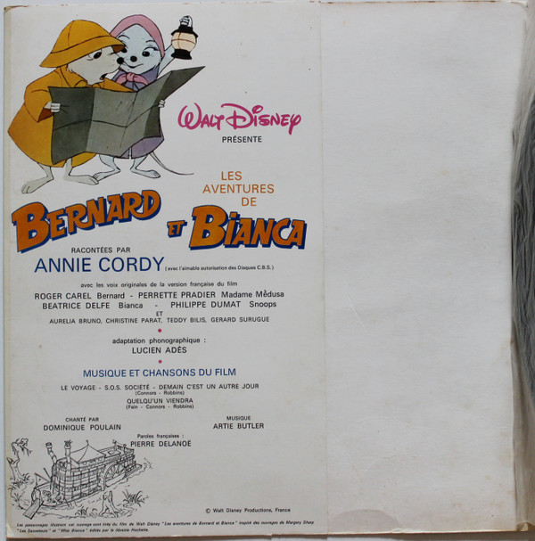 Annie Cordy - Les Aventures De Bernard Et Bianca [Vinyl] | Disneyland (ST-3816 F) - 3