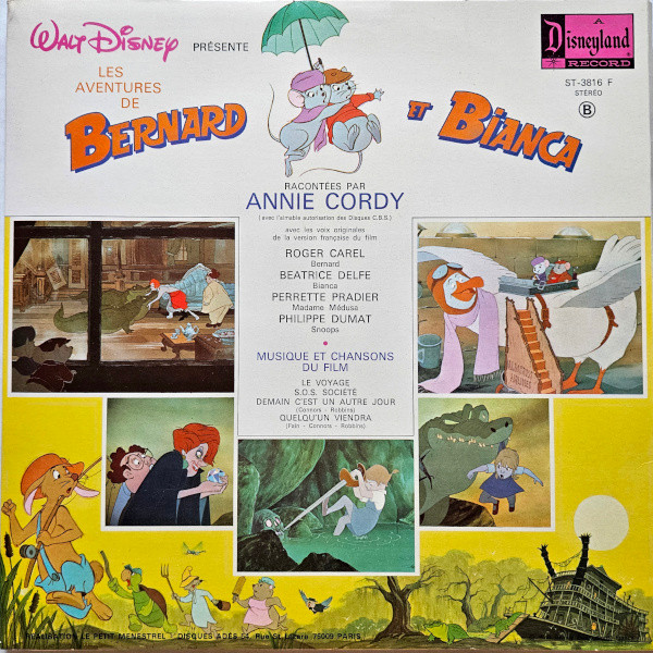 Annie Cordy - Les Aventures De Bernard Et Bianca [Vinyl] | Disneyland (ST-3816 F) - 2