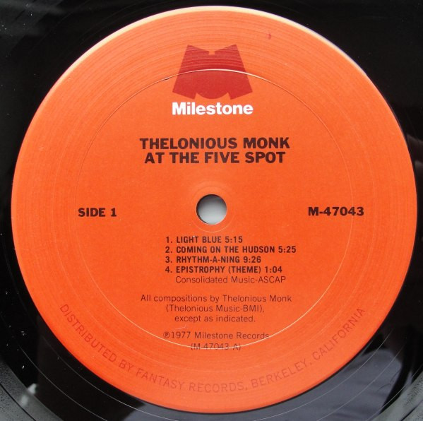 Thelonious Monk - At The Five Spot | Milestone (M-47043) - 2