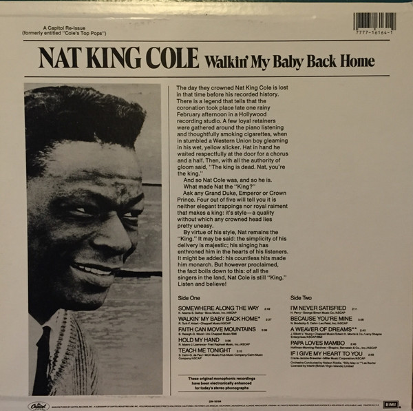 Nat King Cole - Walkin' My Baby Back Home | Capitol Records (DN-16164) - 2