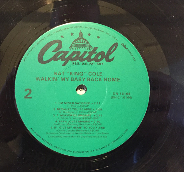 Nat King Cole - Walkin' My Baby Back Home | Capitol Records (DN-16164) - 4