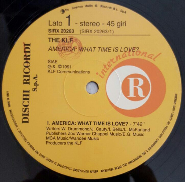 The KLF - America: What Time Is Love? | Ricordi International (SIRX 20263) - 4 The KLF - America: What Time Is Love? | Ricordi International (SIRX 20263) - 4