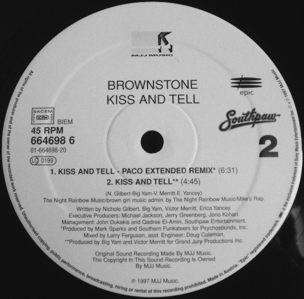 Brownstone - Kiss And Tell | Epic (664698 6) - 3