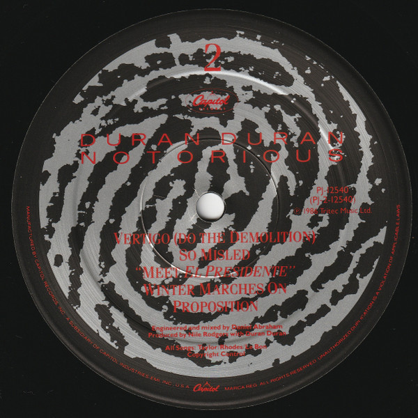 Duran Duran - Notorious | Capitol Records (PJ-12540) - 3