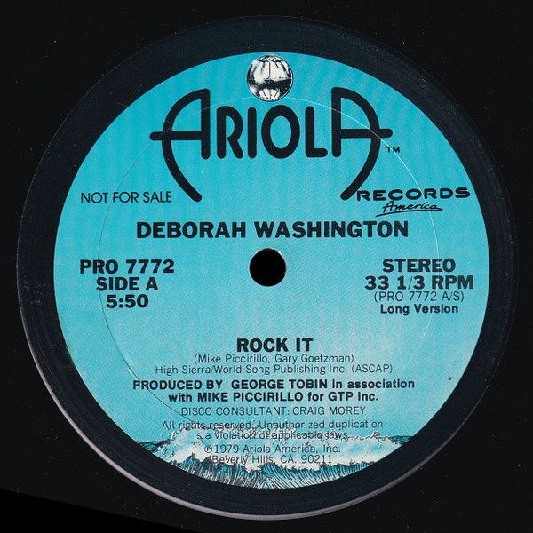 Deborah Washington - Rock It | Ariola Records America (PRO 7772) - main Deborah Washington - Rock It | Ariola Records America (PRO 7772) - main