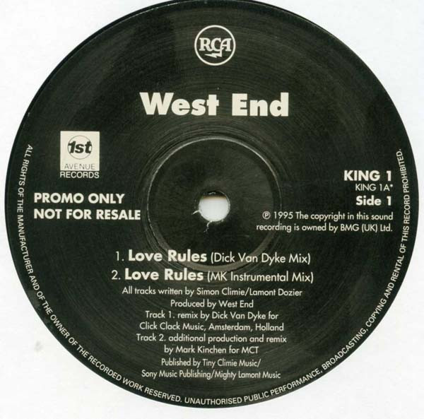West End - Love Rules | RCA (KING 1)