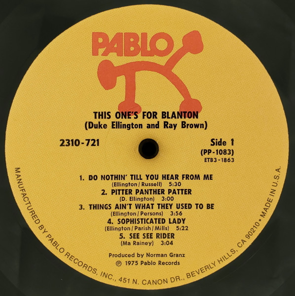 Duke Ellington And Ray Brown - This One's For Blanton | Pablo Records (2310-721) - 3