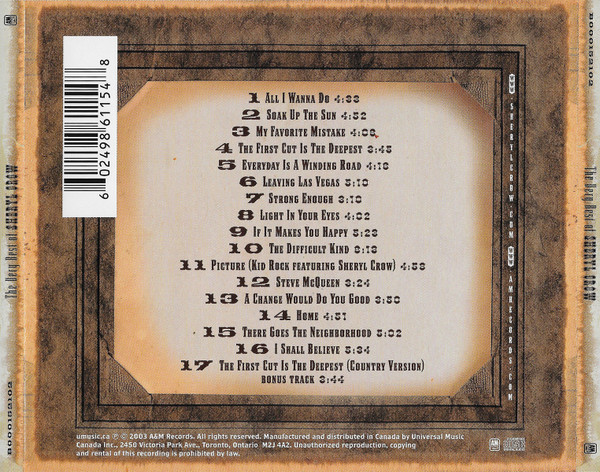 Sheryl Crow - The Very Best Of Sheryl Crow | A&M Records (B000152102) - 2 Sheryl Crow - The Very Best Of Sheryl Crow | A&M Records (B000152102) - 2