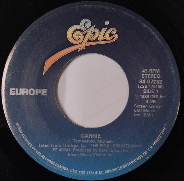 Europe - Carrie | Epic (34 07282) Europe - Carrie | Epic (34 07282)