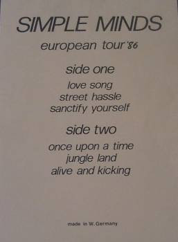 Simple Minds - European Tour '86 | Not On Label (Simple Minds) (RUCK 009) - 4
