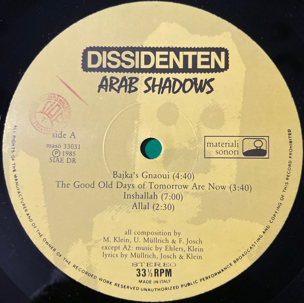 Dissidenten - Arab Shadows | Materiali Sonori (MASO 33031) - 3
