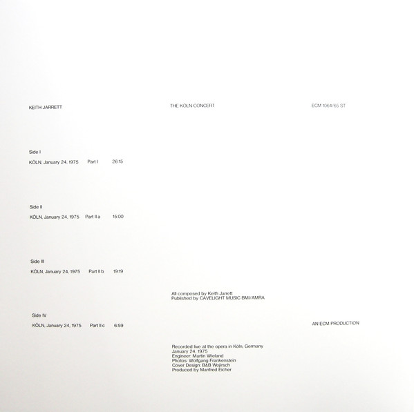 Keith Jarrett - The Köln Concert | ECM Records (ECM 1064/65) - 2