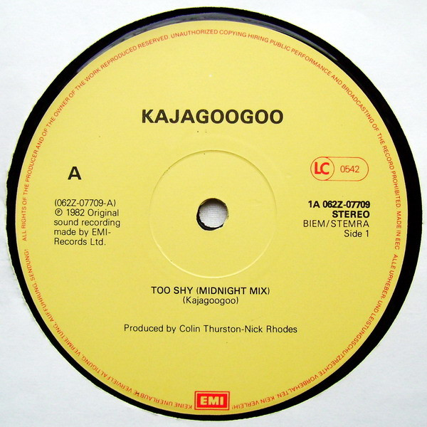 Kajagoogoo - Too Shy (Midnight Mix) | EMI (1A 062Z-07709) - 3