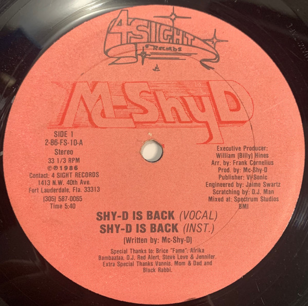 MC Shy D - Shy-D Is Back | 4 Sight Records (2-86-FS-10)