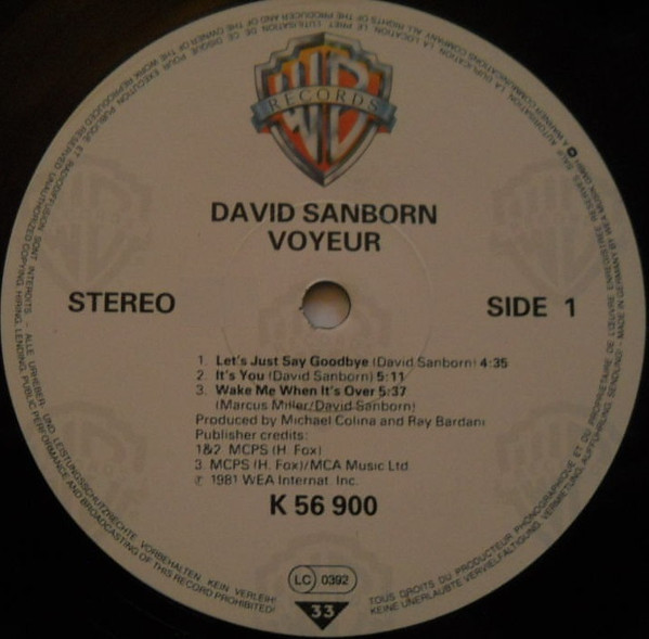David Sanborn - Voyeur | Warner Bros. Records (WB K 56 900) - 2