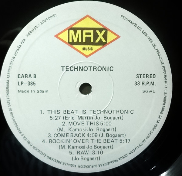 Technotronic - Pump Up The Jam | Max Music (LP-385) - 4