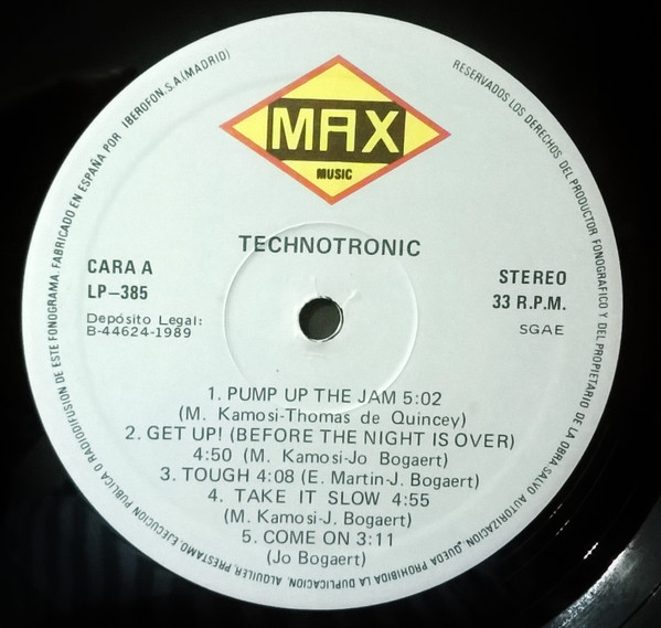 Technotronic - Pump Up The Jam | Max Music (LP-385) - 3