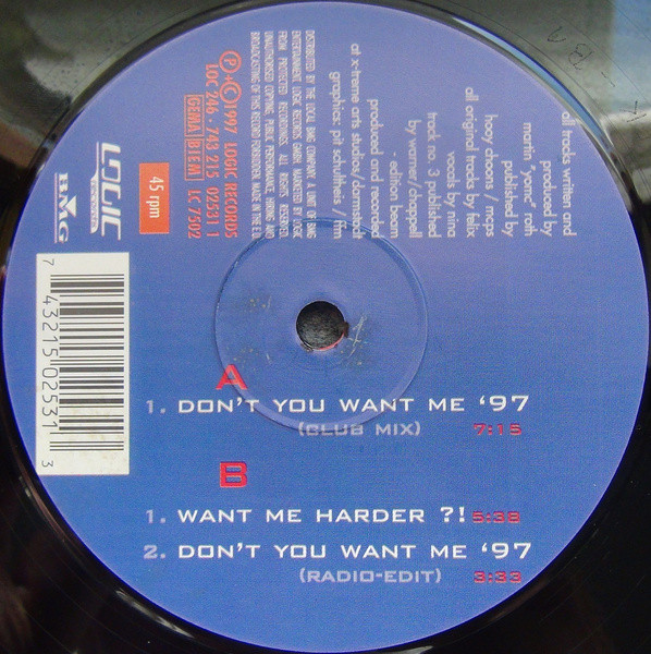 Disc-O-Thek - Don't You Want Me '97 | Logic Records (LOC 246)