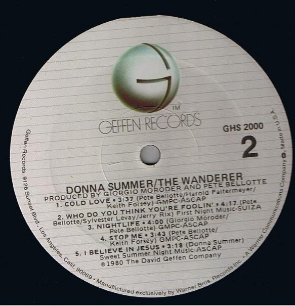 Donna Summer - The Wanderer | Geffen Records (GHS 2000) - 6