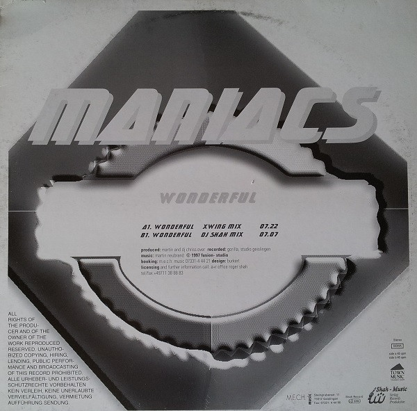 Maniacs - Wonderful | Shah-Records (MS 0172)