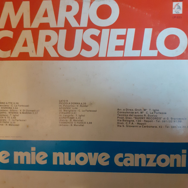 Mario Carusiello - Le Mie Nuove Canzoni | Suony Records (LP025) - 2