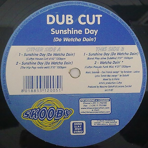 Dub Cut - Sunshine Day (Do Watcha Doin') | Skooby Records (SK 005)
