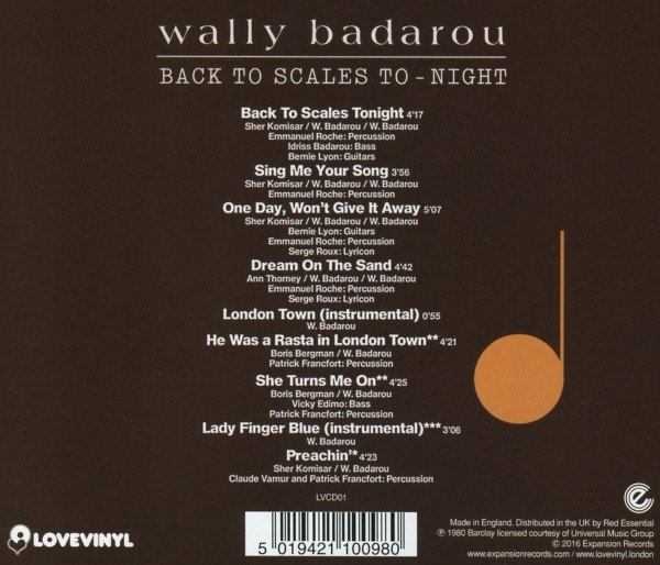 Wally Badarou - Back To Scales To-Night | Love Vinyl (LVCD01) - 2