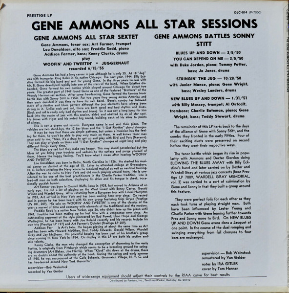 Gene Ammons - All Star Sessions | Original Jazz Classics (OJC-014) - 3