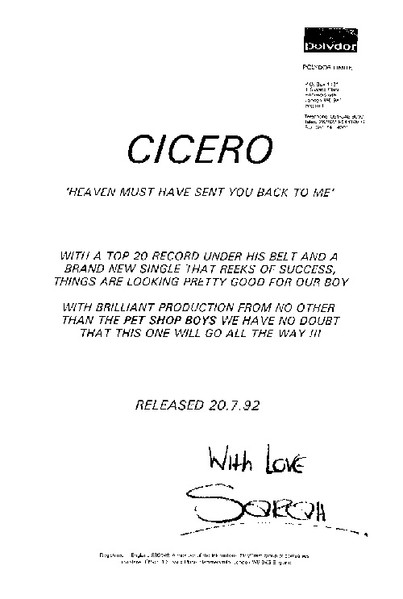 Cicero - Heaven Must Have Sent You Back To Me (Remix) | Spaghetti Recordings (CIAOX 5DJ) - 2