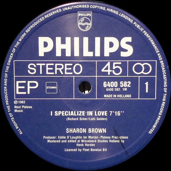 Sharon Brown - I Specialize In Love (Special R.E.M.I.X. U.S.A Disco) | Philips (6400 582) - 2