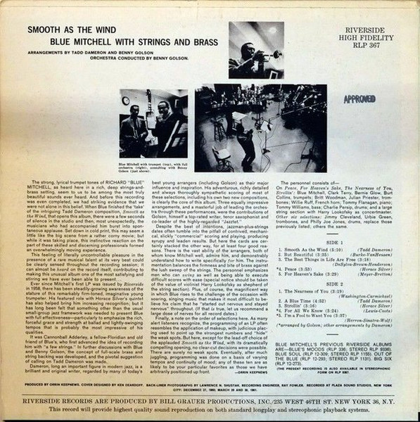 The Blue Mitchell Orchestra - Smooth As The Wind | Riverside Records (RLP 367) - 2 The Blue Mitchell Orchestra - Smooth As The Wind | Riverside Records (RLP 367) - 2