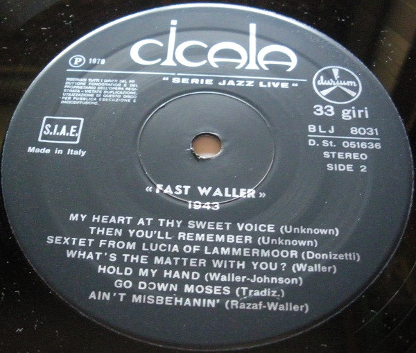 Fats Waller - 1943 | Durium (BLJ 8031) - 4
