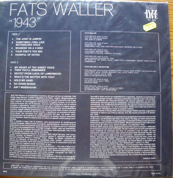 Fats Waller - 1943 | Durium (BLJ 8031) - 2
