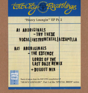 Aboriginals - Special Brew - Heavy Loungin' EP Pt. 2 | Fat City (FC12005) Aboriginals - Special Brew - Heavy Loungin' EP Pt. 2 | Fat City (FC12005)