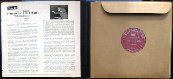 Gustav Mahler , Orchester Der Wiener Staatsoper Conducted By Hermann Scherchen - Symphony No. 7 In B Minor | Westminster (WAL 211) - 2