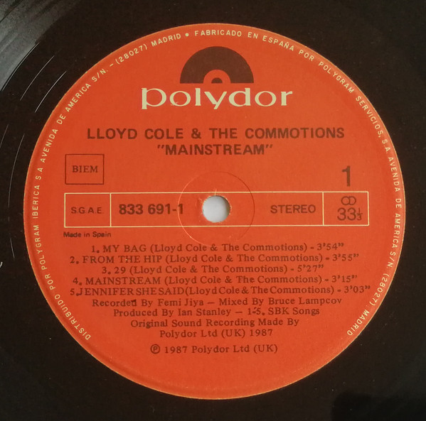 Lloyd Cole & The Commotions - Mainstream | Polydor (833 691-1) - 3
