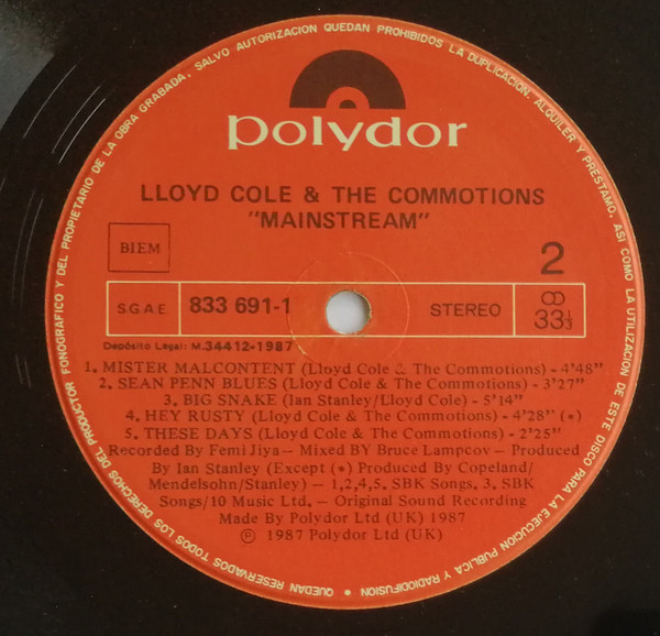 Lloyd Cole & The Commotions - Mainstream | Polydor (833 691-1) - 4