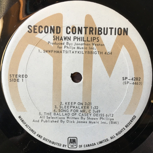 Shawn Phillips - Second Contribution | A&M Records (SP 4282) - 3