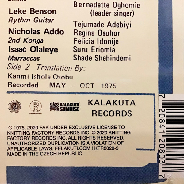 Fela Kuti & Africa 70 - Kalakuta Show | Knitting Factory Records (KFR2020-3) - 4 Fela Kuti & Africa 70 - Kalakuta Show | Knitting Factory Records (KFR2020-3) - 4