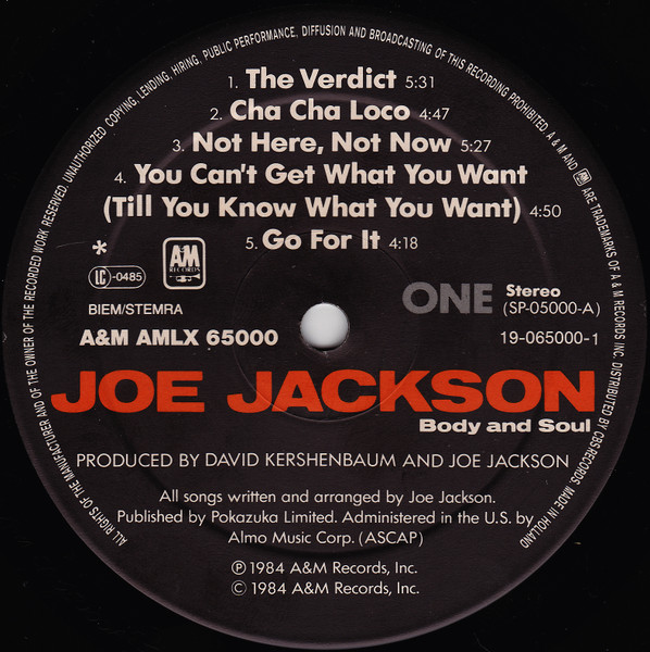 Joe Jackson - Body And Soul | A&M Records (AMLX 65000) - 3 Joe Jackson - Body And Soul | A&M Records (AMLX 65000) - 3