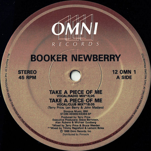 Booker Newberry - Take A Piece Of Me | Omni Records (12 OMN 1) - main
