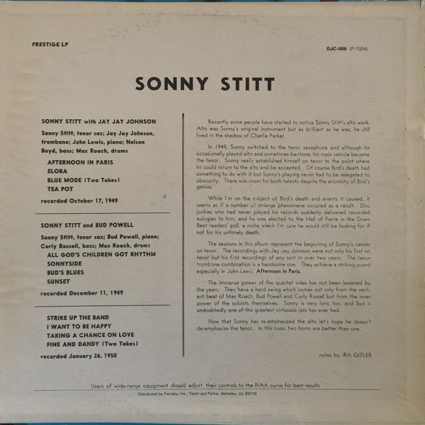 Sonny Stitt / Bud Powell / J.J. Johnson - Sonny Stitt / Bud Powell / J.J. Johnson | Original Jazz Classics (OJC-009) - 4