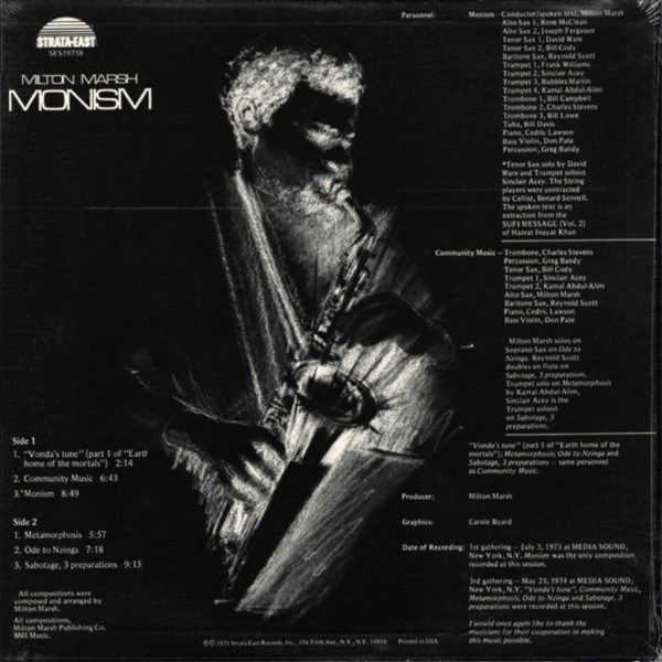 Milton Marsh - Monism | Strata-East (SES-19758) - 2