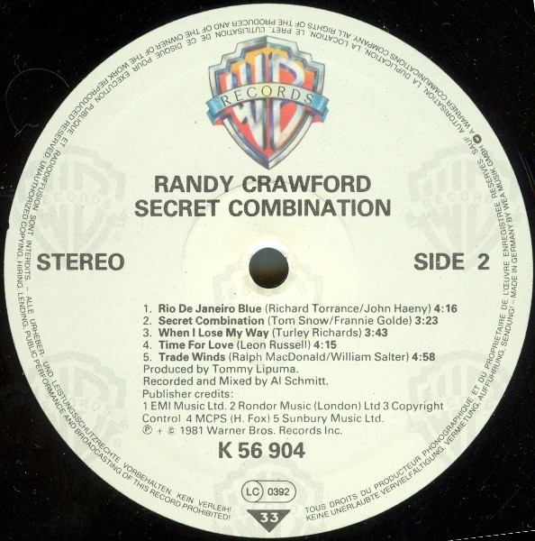Randy Crawford - Secret Combination | Warner Bros. Records (WB 56 904) - 4