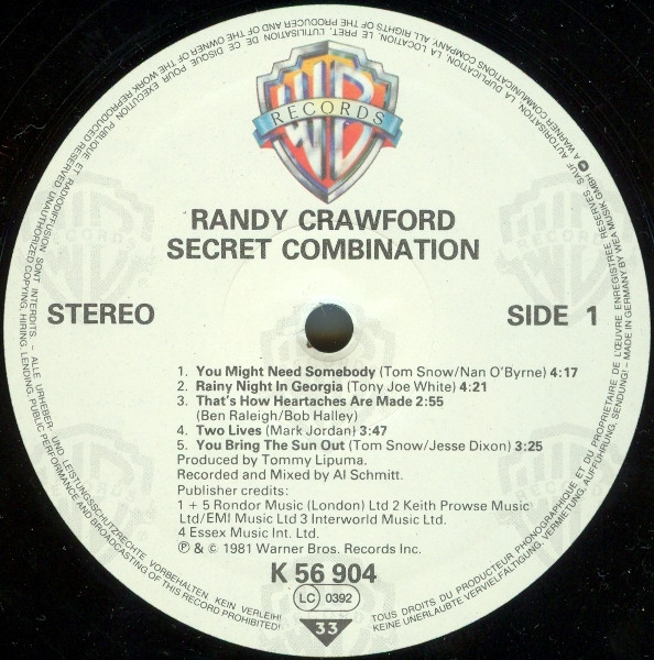 Randy Crawford - Secret Combination | Warner Bros. Records (WB 56 904) - 3