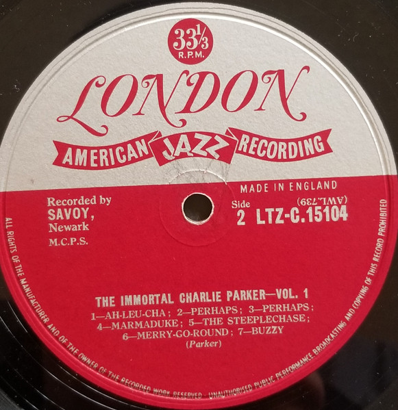 Charlie Parker - The Immortal Charlie Parker Vol. 1 | London Records (LTZ-C15104) - 4